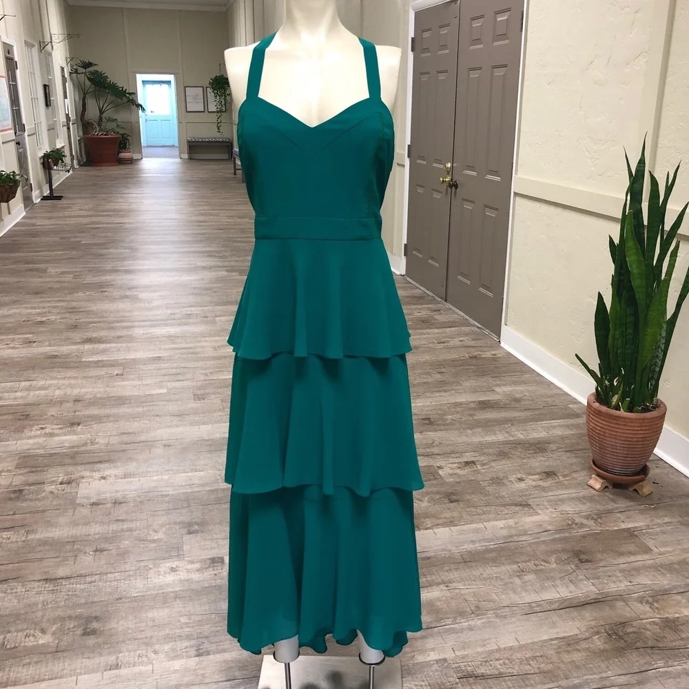 Belle Badgley Mischka Green Long Dress